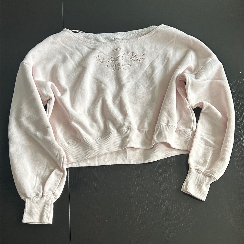 Hollister Light Pink Embroidered Sweatshirt